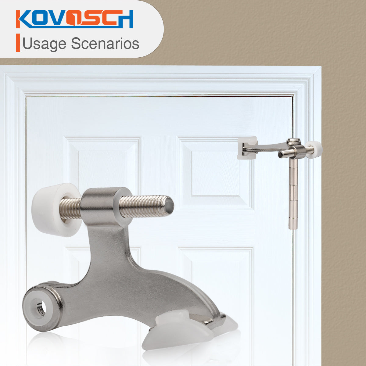 KOVOSCH Hinge Pin Door Stopper - Adjustable Heavy Duty Hinge Pin Door Stop with Rubber Bumper Tips