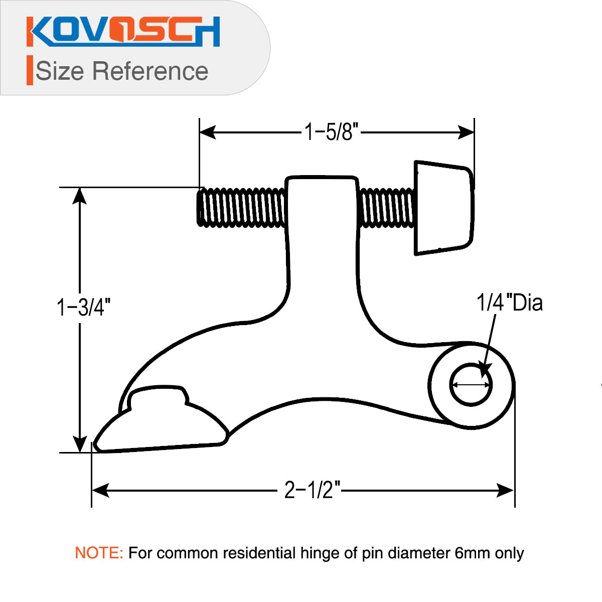 KOVOSCH Hinge Pin Door Stopper - Adjustable Heavy Duty Hinge Pin Door Stop with Rubber Bumper Tips